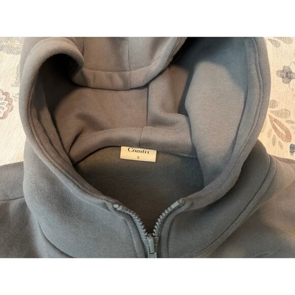 Comfrt Unisex Adult's Cloud Heavyweight Gray Full Zip Hoodie Size Small - Picture 3 of 5